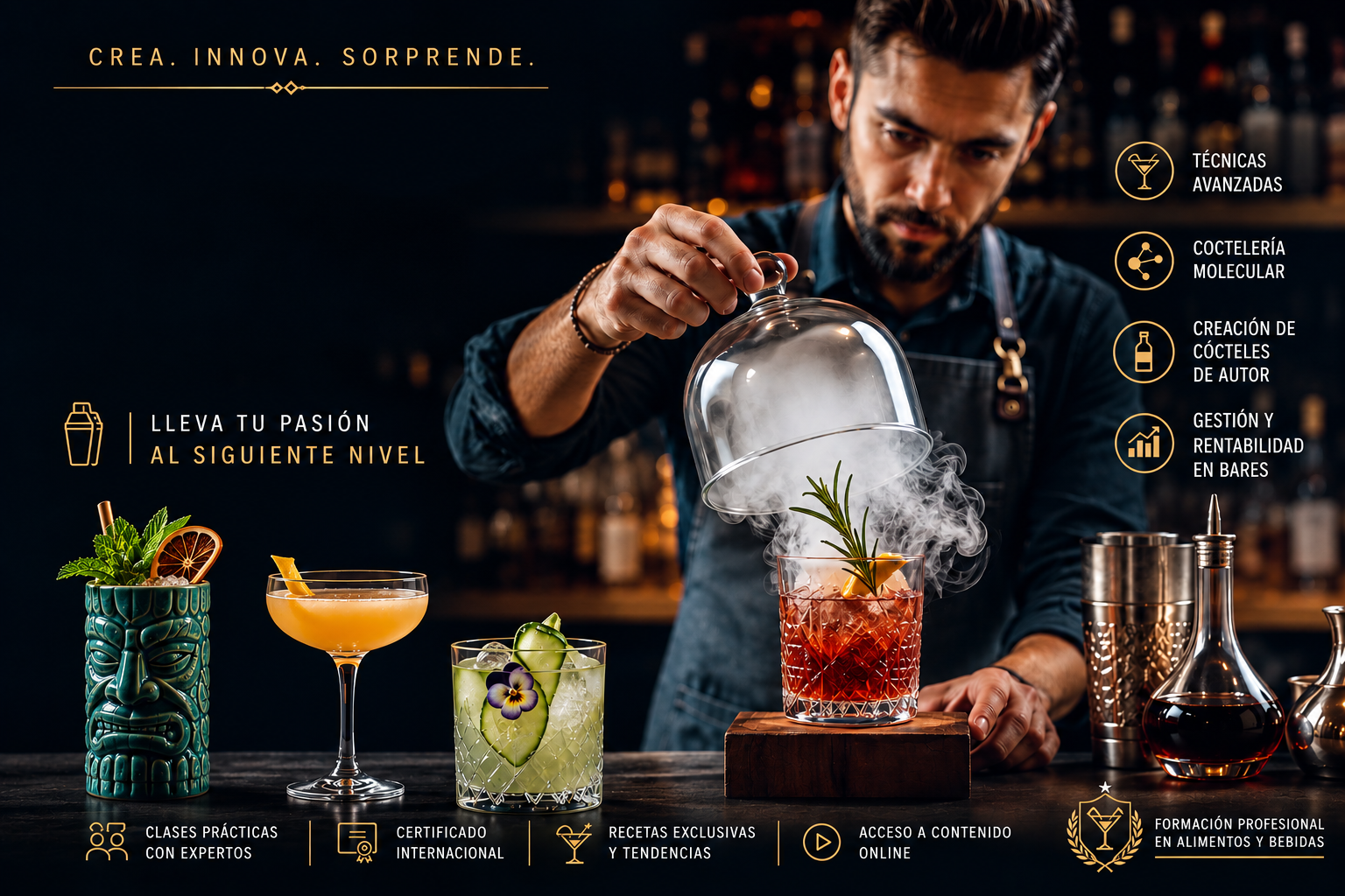 Curso Profesional de Bartender & Mixología Técnica Avanzadas